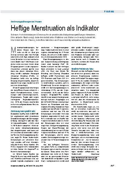 Vorschauseite 1: Gerinnungsstörungen bei Frauen: Heftige Menstruation als Indikator