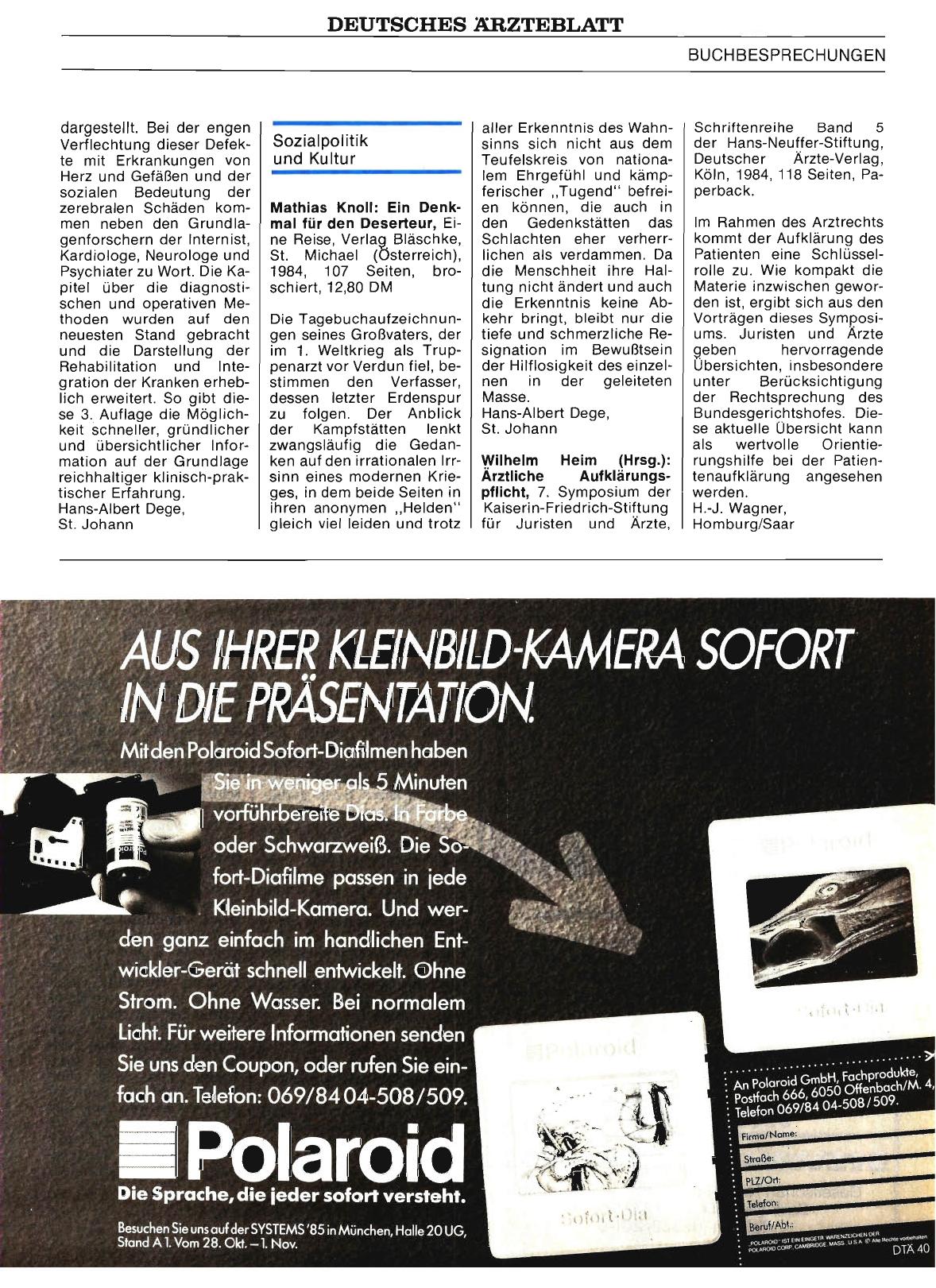 Vorschauseite 1: Sozialpolitik und Kultur: Mathias Knoll: Ein Denkmal für den Deserteur,