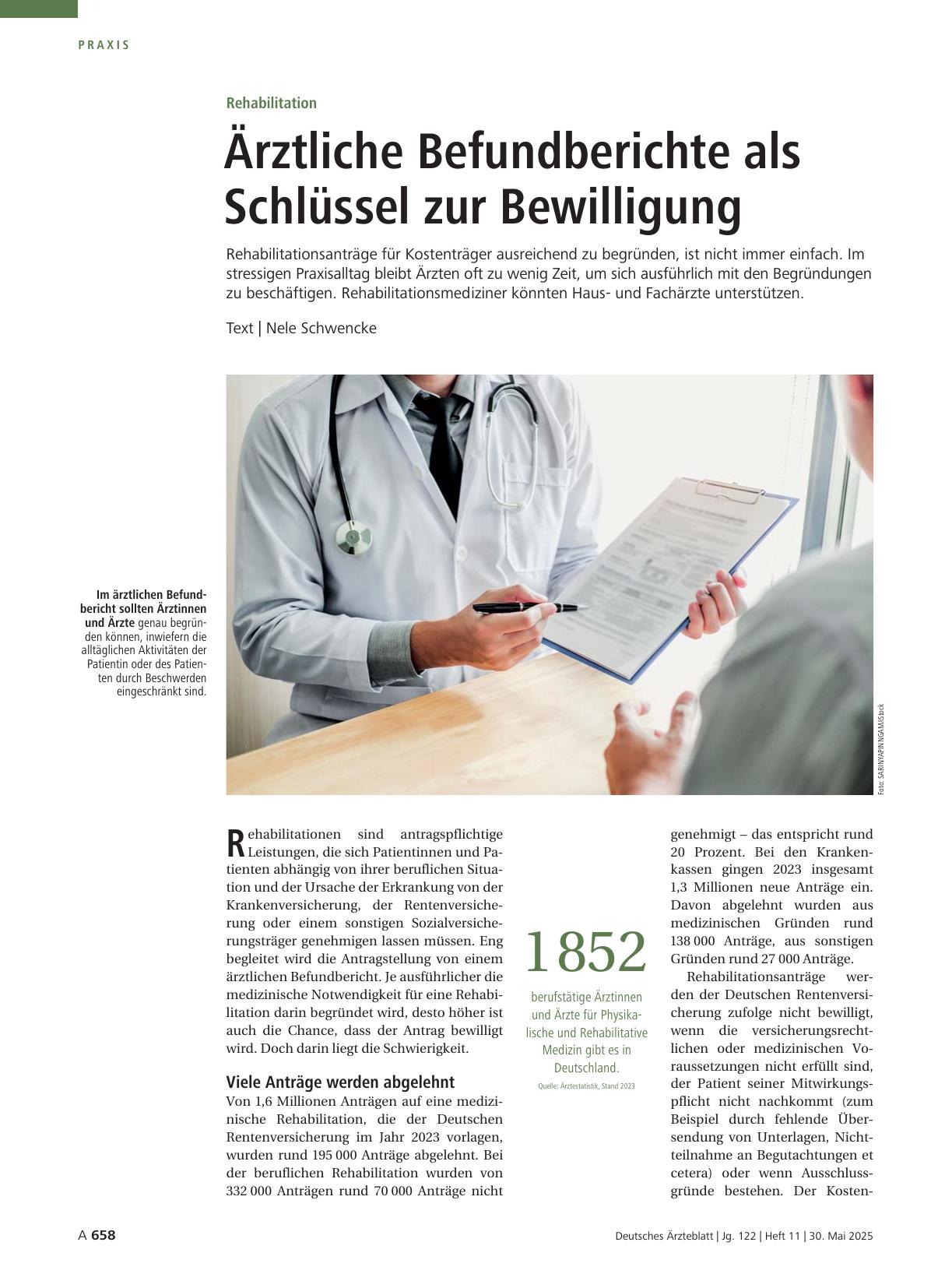 Vorschauseite 1: Rehabilitation: Ärztliche Befundberichte als Schlüssel zur Bewilligung