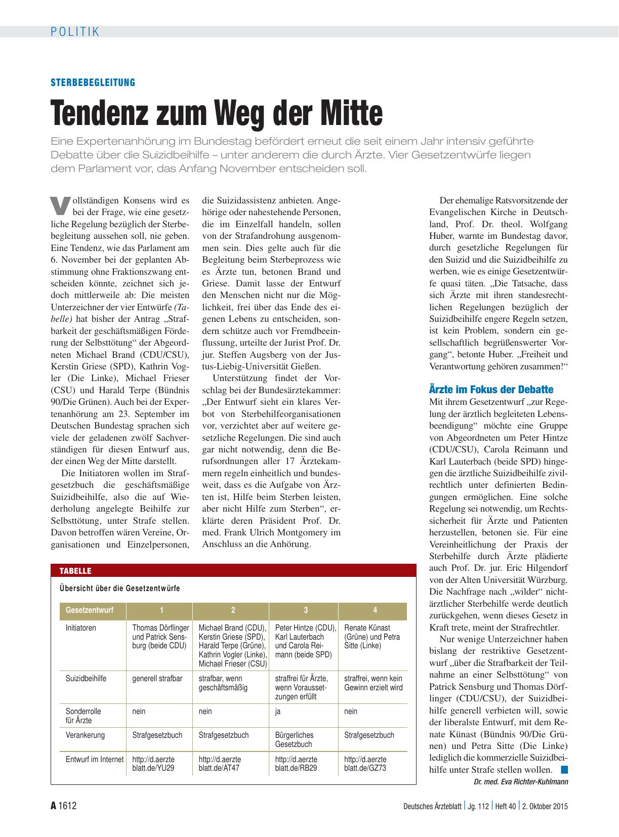 Vorschauseite 1: Sterbebegleitung: Tendenz zum Weg der Mitte