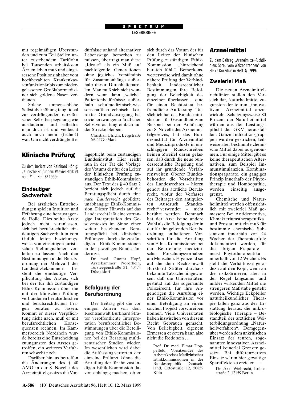 Vorschauseite 1: Klinische Prüfung: Befolgung der Berufsordnung
