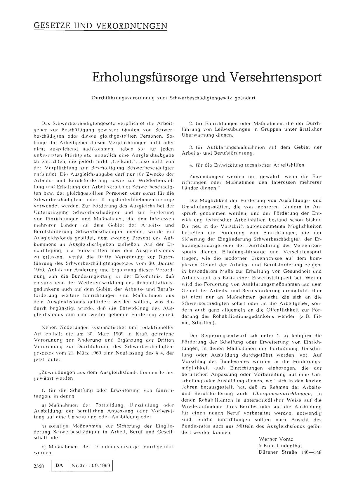 Vorschauseite 1: Erholungsfürsorge und Versehrtensport