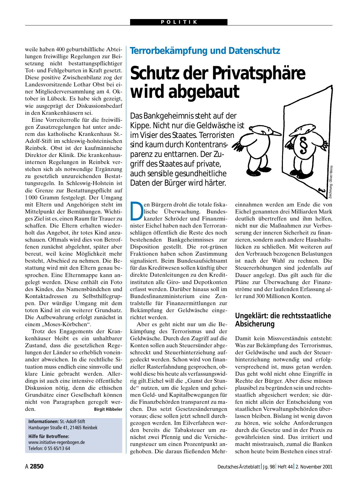 Vorschauseite 1: Terrorbekämpfung und Datenschutz: Schutz der Privatsphäre wird abgebaut
