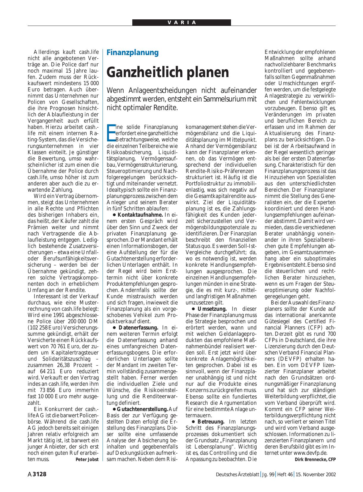 Vorschauseite 1: Finanzplanung: Ganzheitlich planen