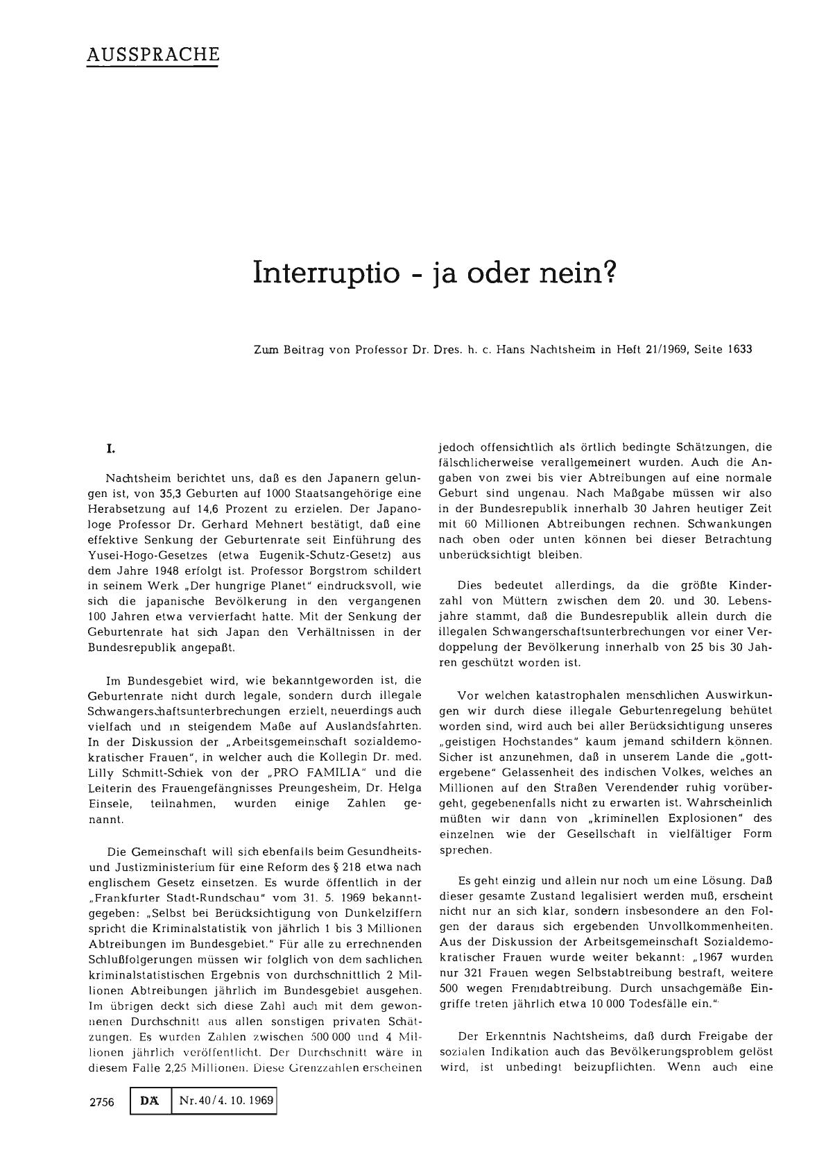 Vorschauseite 1: Interruptio - ja oder nein? : I.