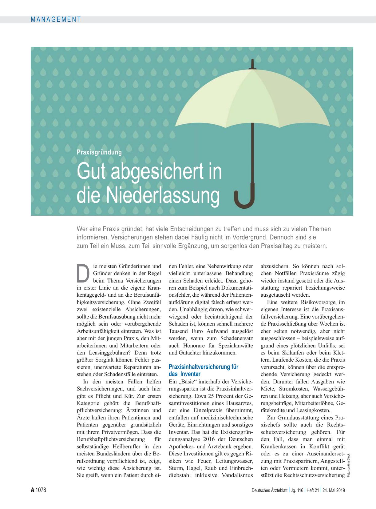 Vorschauseite 1: Praxisgründung: Gut abgesichert in die Niederlassung