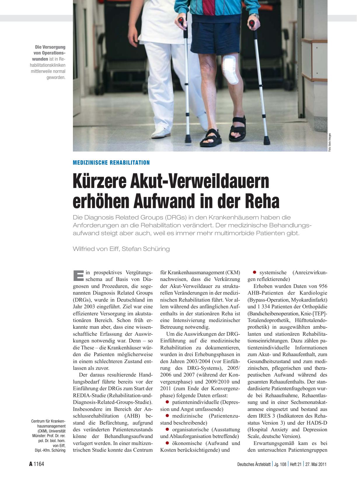 Vorschauseite 1: Medizinische Rehabilitation: Kürzere Akut-Verweildauern erhöhen Aufwand in der Reha