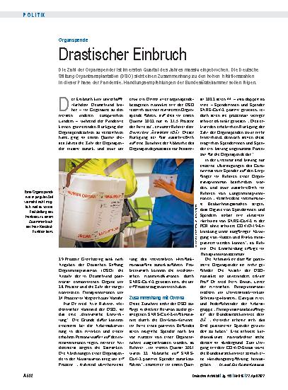Vorschauseite 1: Organspende: Drastischer Einbruch
