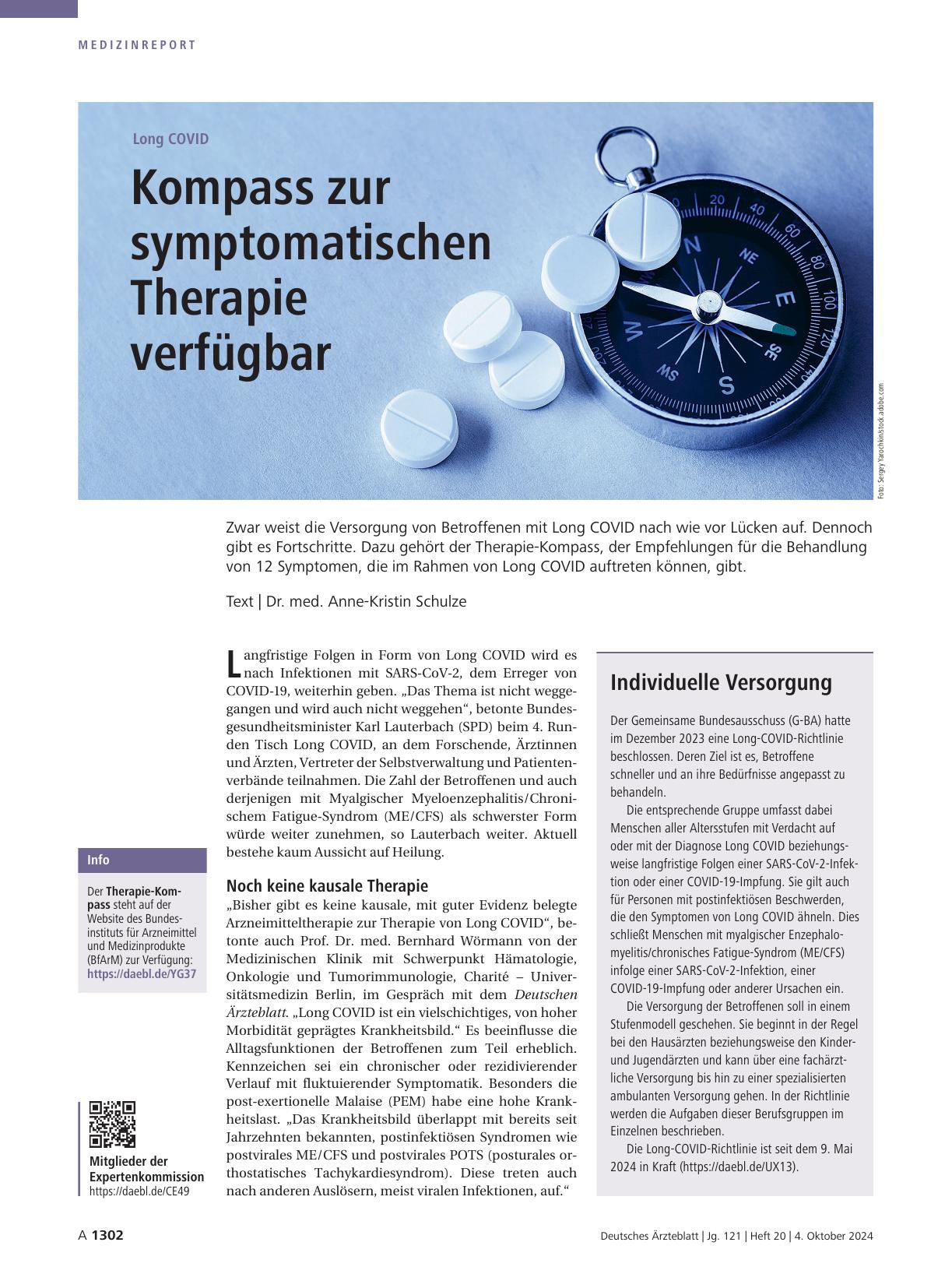 Vorschauseite 1: Long COVID: Kompass zur symptomatischen Therapie verfügbar