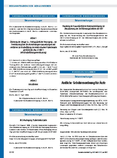 Vorschauseite 1: Amtliche Gebührenordnung für Ärzte