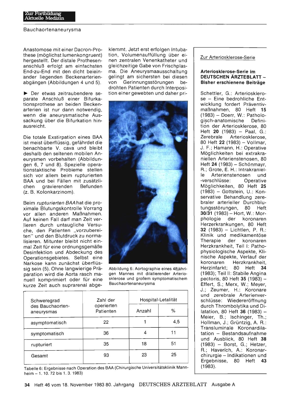 Vorschauseite 1: Zur Arteriosklerose-Serie: Arteriosklerose-Serie im DEUTSCHEN ÄRZTEBLATT - Bisher erschienene Beiträge