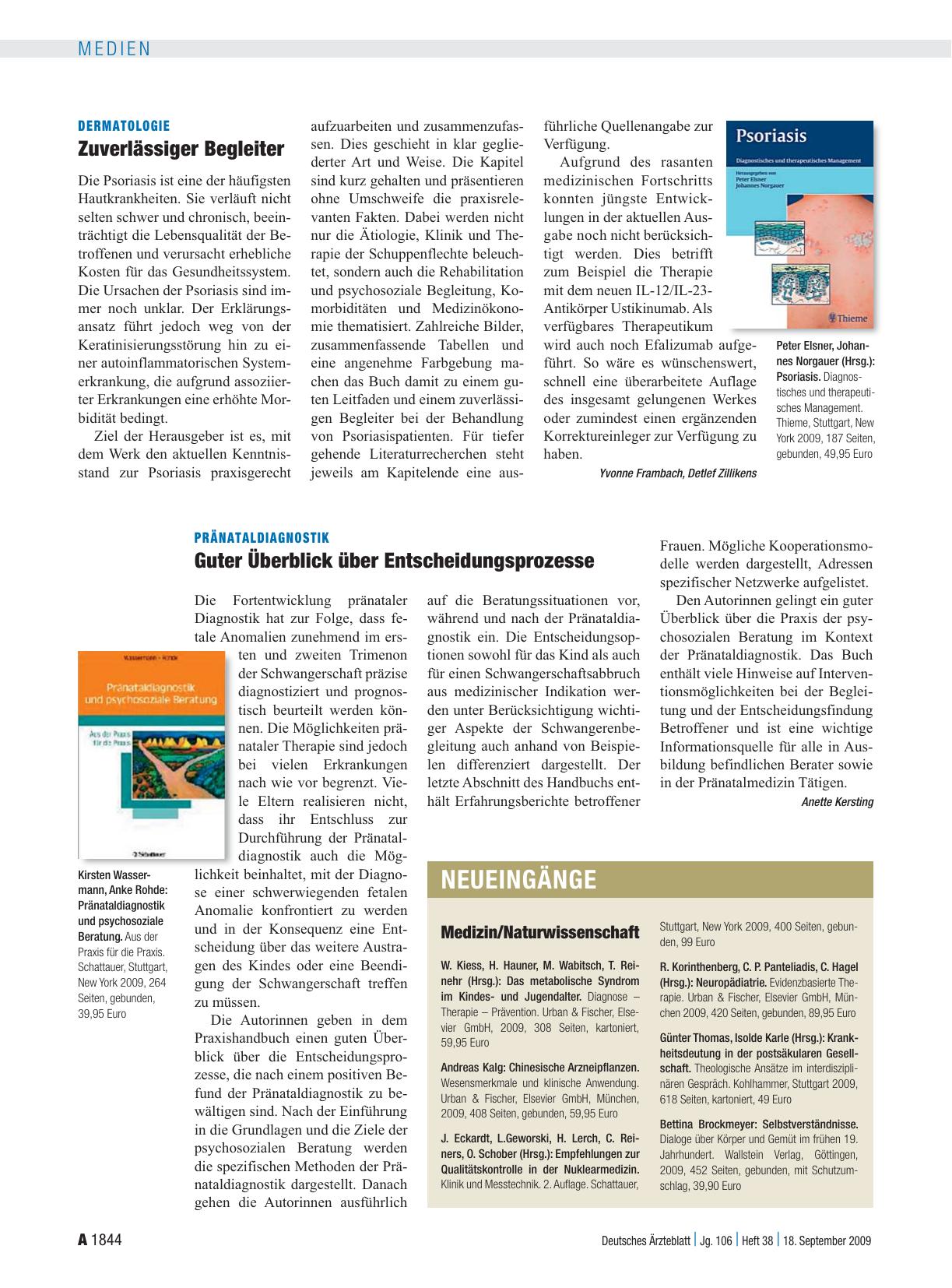 Vorschauseite 1: Neueingänge: Medizin/Naturwissenschaft
