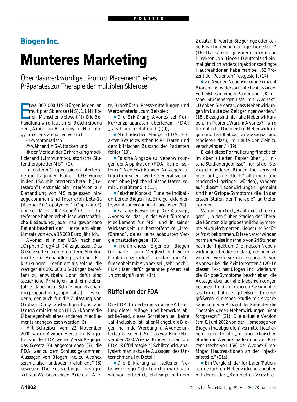 Vorschauseite 1: Biogen Inc. : Munteres Marketing