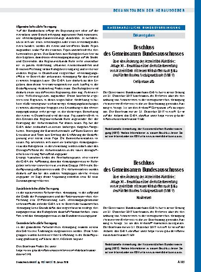 Vorschauseite 1: Beschluss des Gemeinsamen Bundesausschusses über eine Änderung der Arzneimittel-Richtlinie: Anlage XII – Cerliponase alfa
