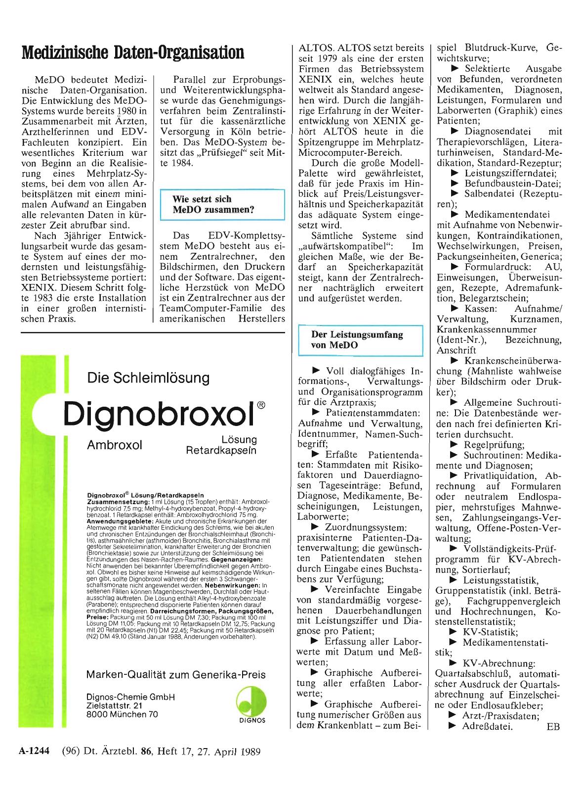Vorschauseite 1: Medizinische Daten-Organisation