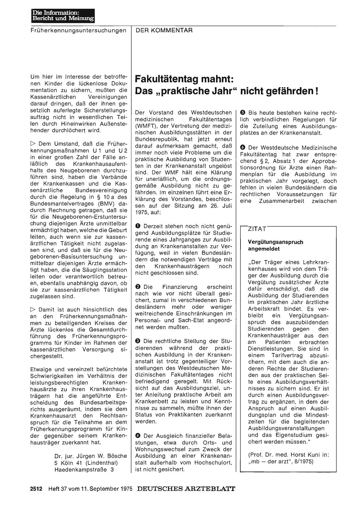 Vorschauseite 1: Fakultätentag mahnt: Das „praktische Jahr“ nicht gefährden!