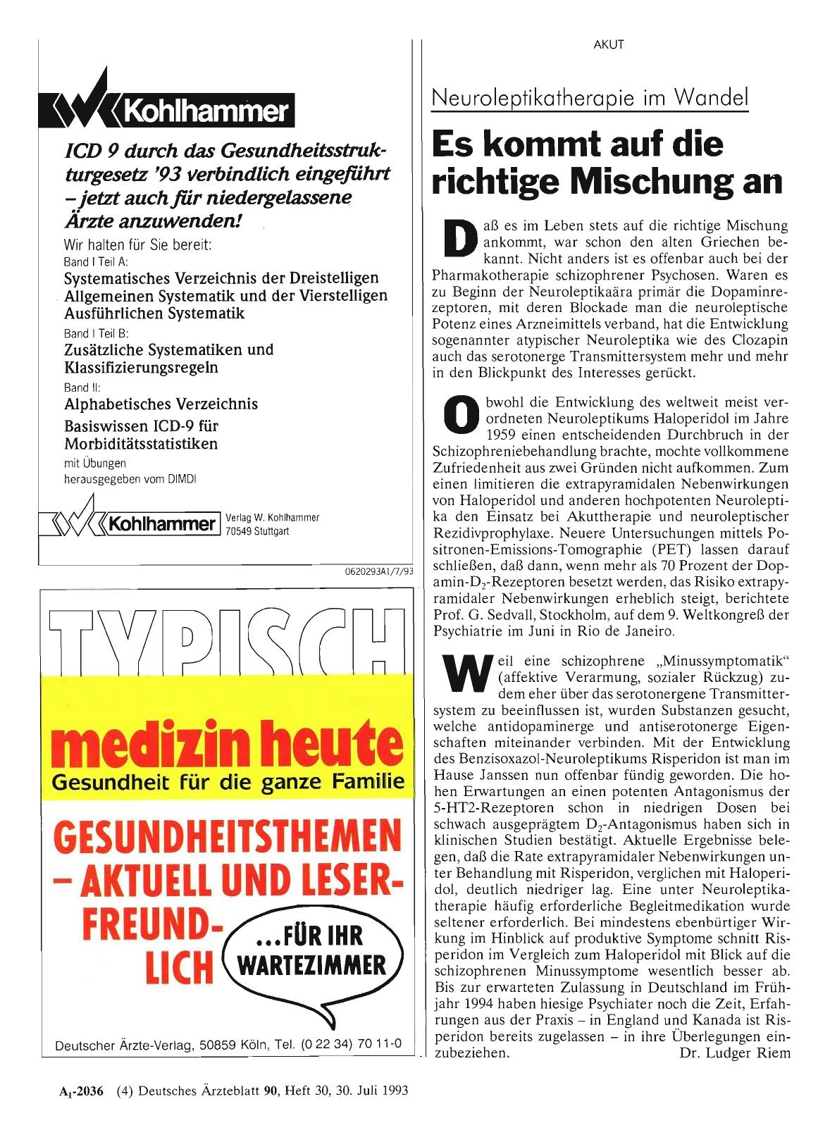 Vorschauseite 1: Neuroleptikatherapie im Wandel: Es kommt auf die richtige Mischung an