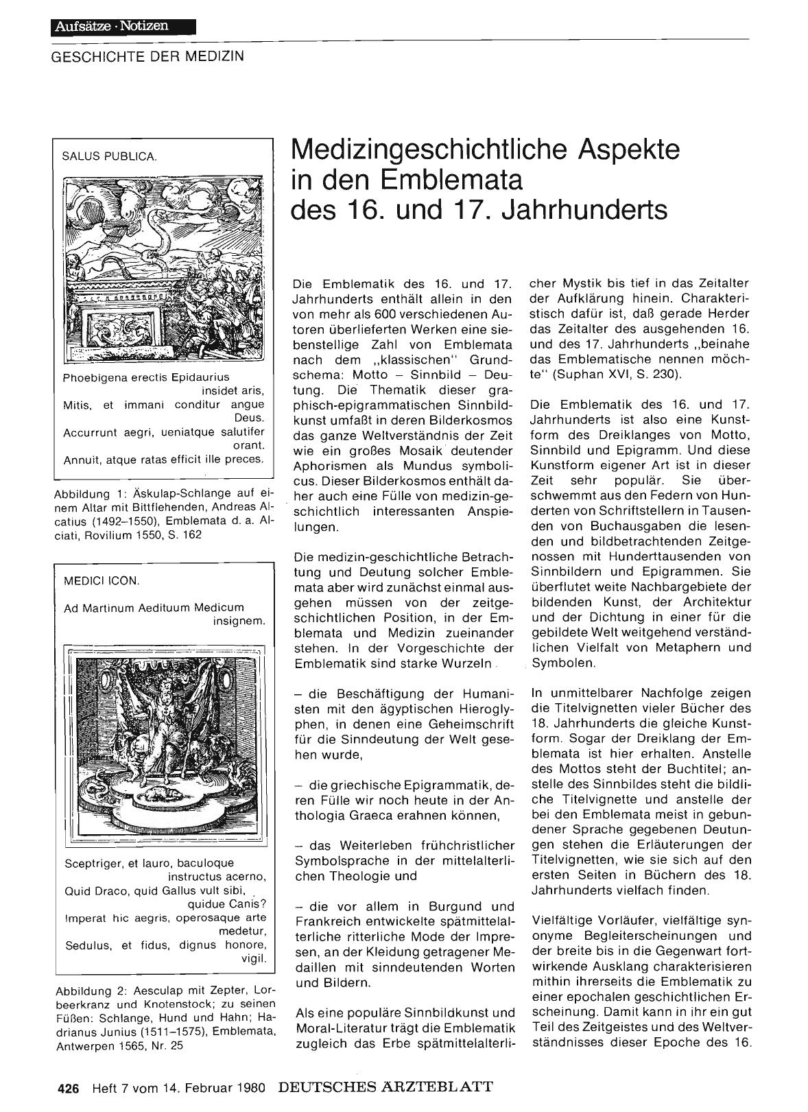 Vorschauseite 1: Medizingeschichtliche Aspekte in den Emblemata des 16. und 17. Jahrhunderts