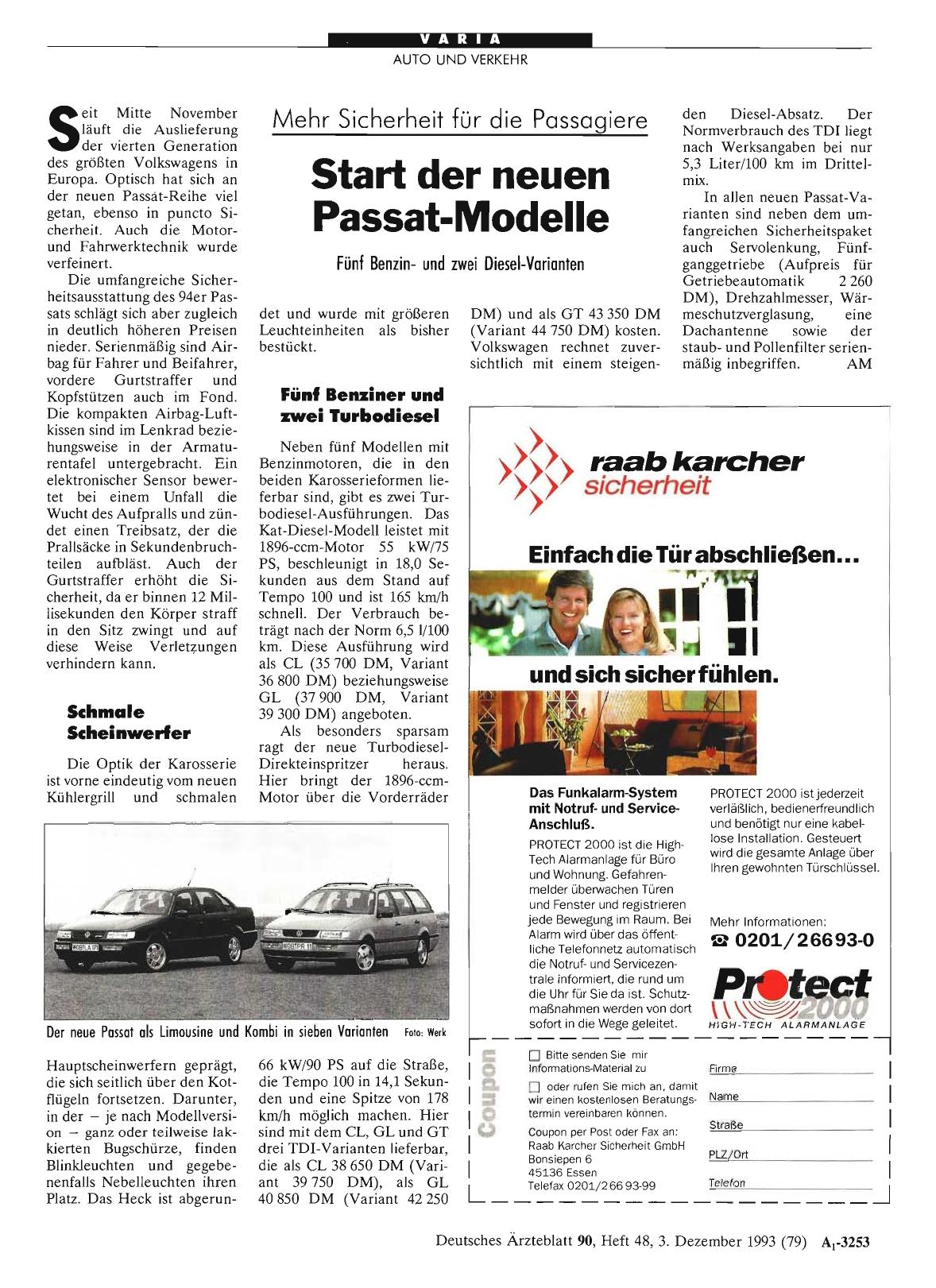 Vorschauseite 1: Mehr Sicherheit für die Passagiere: Start der neuen Passat-Modelle