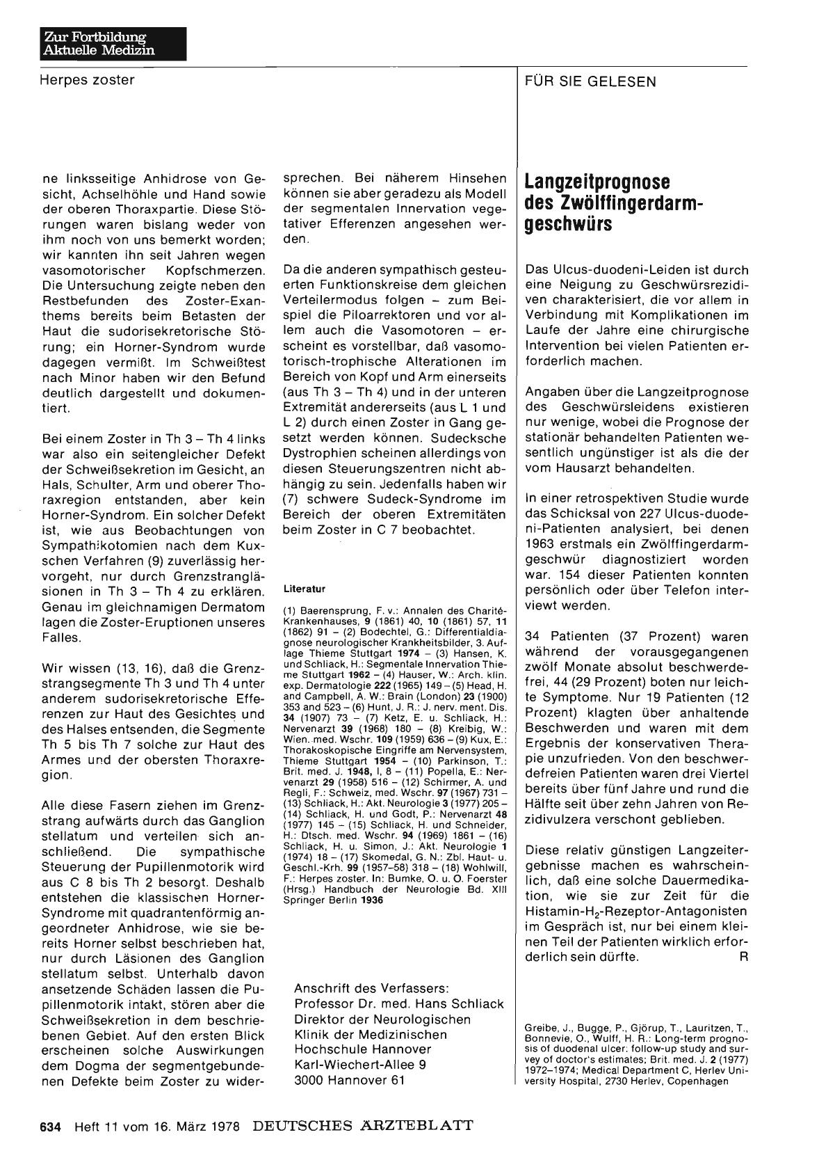 Vorschauseite 1: Langzeitprognose des Zwölffingerdarmgeschwürs