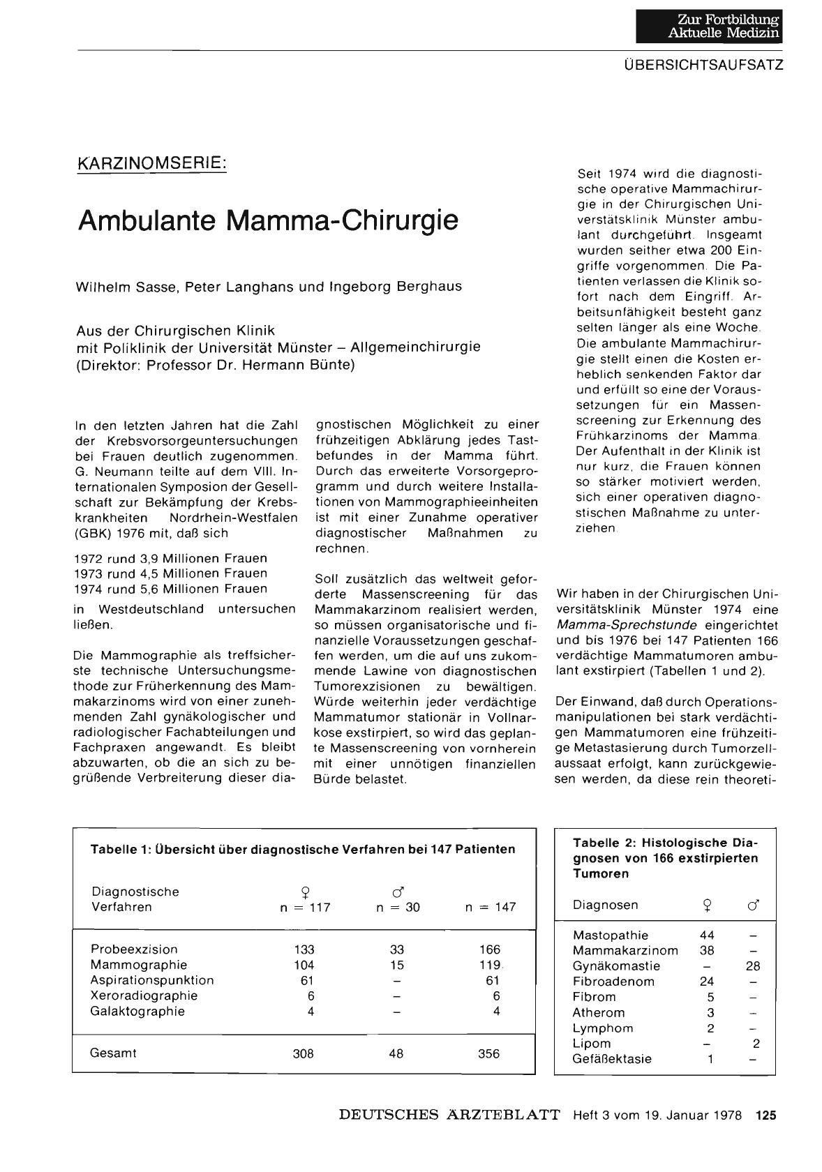 Vorschauseite 1: Karzinomserie: Ambulante Mamma-Chirurgie