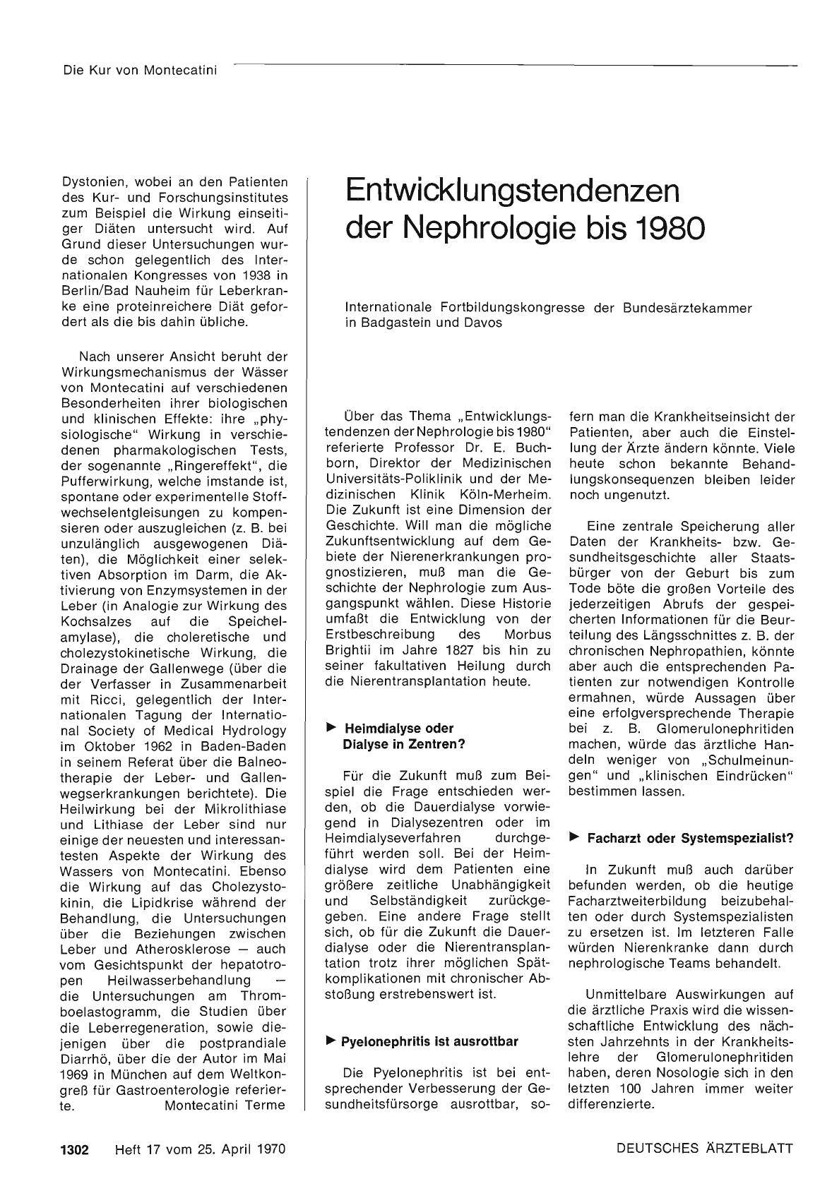 Vorschauseite 1: Entwicklungstendenzen der Nephrologie bis 1980