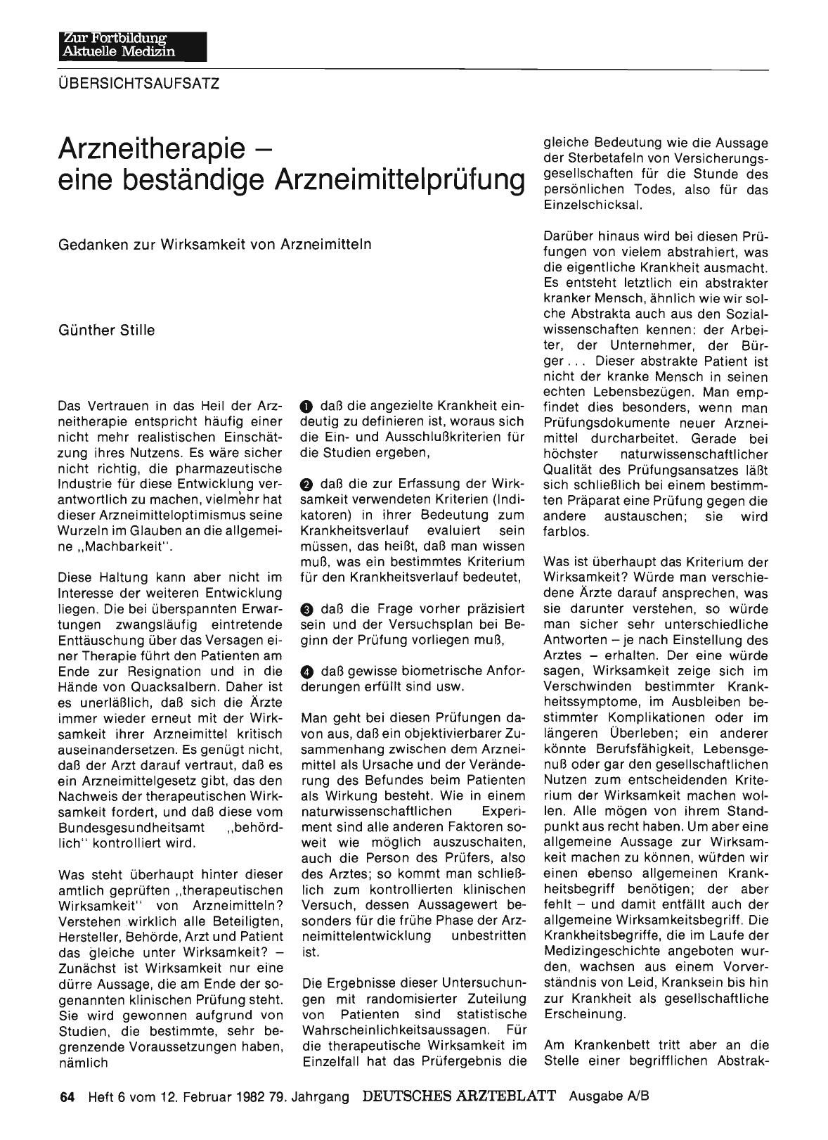 Vorschauseite 1: Arzneitherapie — eine beständige Arzneimittelprüfung