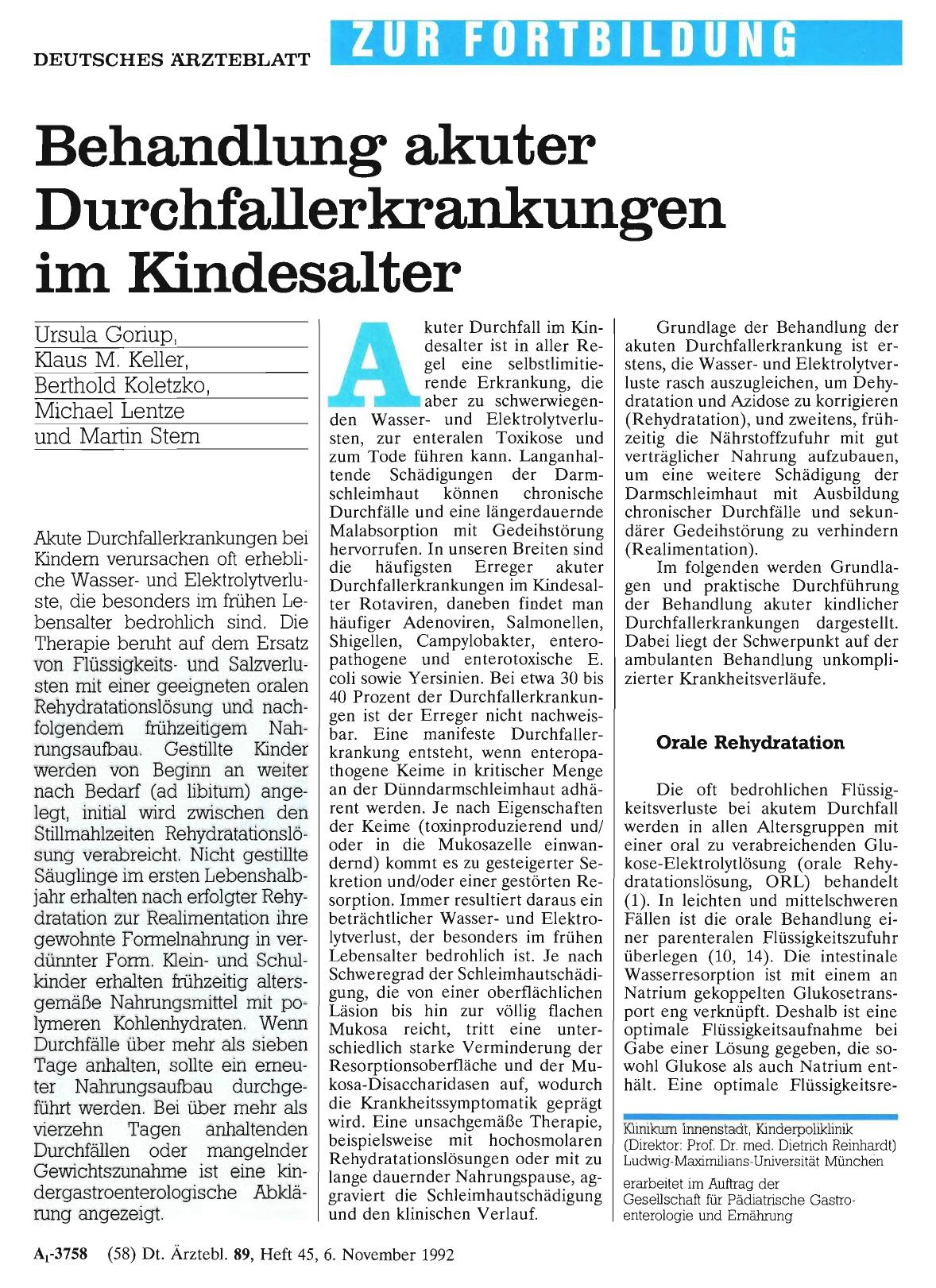 Vorschauseite 1: Behandlung akuter Durchfallerkrankungen im Kindesalter