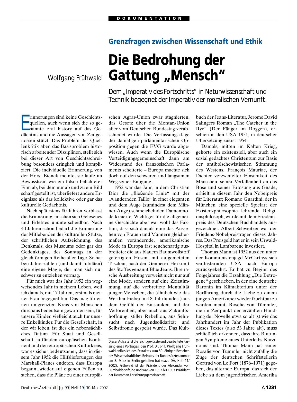Vorschauseite 1: Grenzfragen zwischen Wissenschaft und Ethik: Die Bedrohung der Gattung „Mensch“