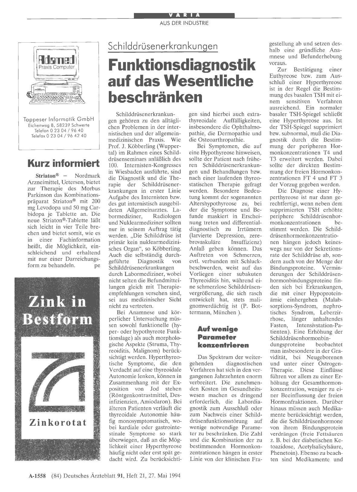 Vorschauseite 1: Schilddrüsenerkrankungen: Funktionsdiagnostik auf das Wesentliche beschränken