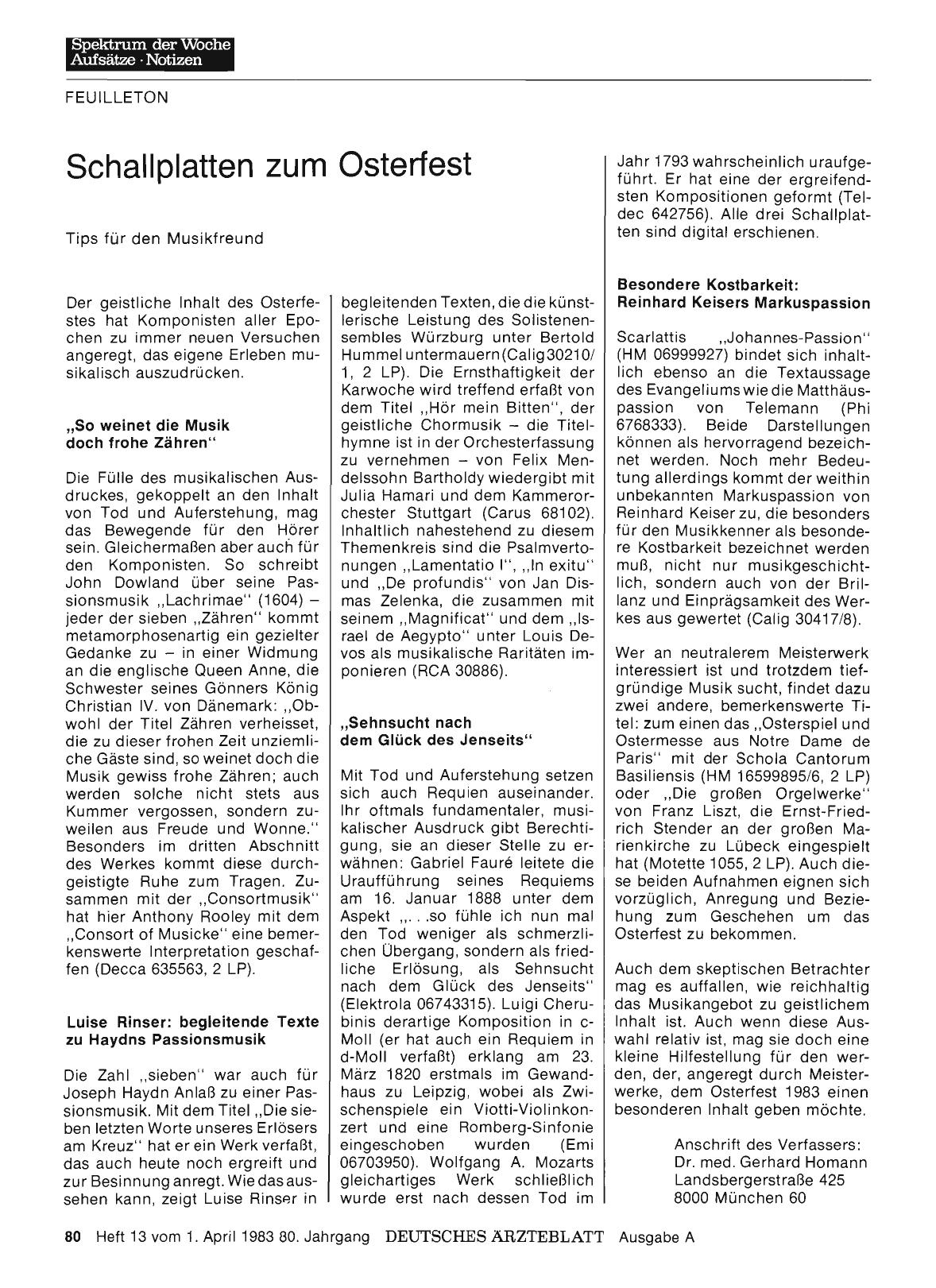 Vorschauseite 1: Schallplatten zum Osterfest