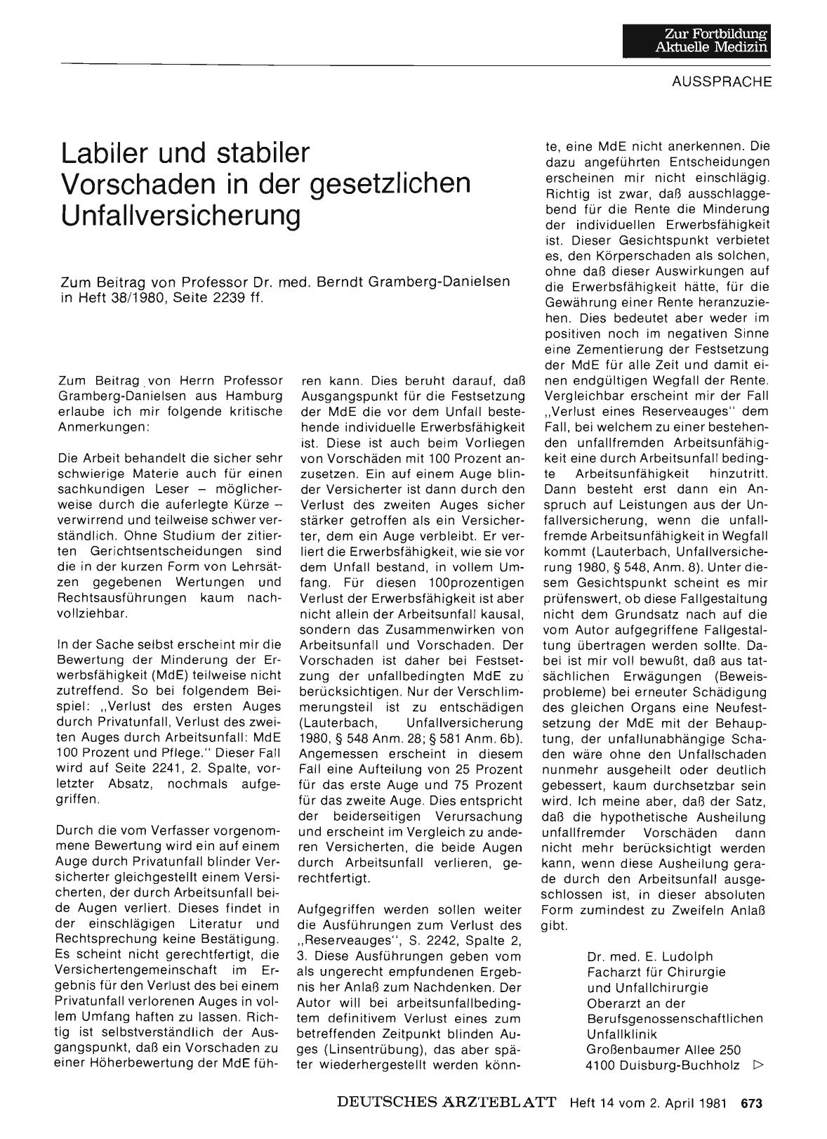 Vorschauseite 1: Labiler und stabiler Vorschaden in der gesetzlichen Unfallversicherung