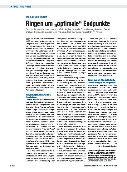 Vorschauseite 1: Onkologische Studien: Ringen um „optimale“ Endpunkte