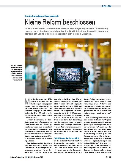 Vorschauseite 1: Krankenhauspflegeentlastungsgesetz: Kleine Reform beschlossen