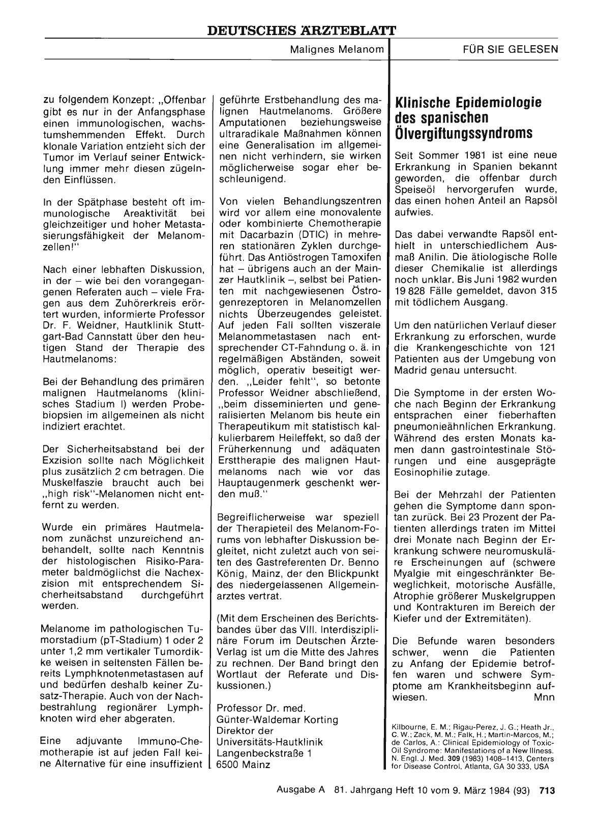 Vorschauseite 1: Klinische Epidemiologie des spanischen Ölvergiftungssyndroms