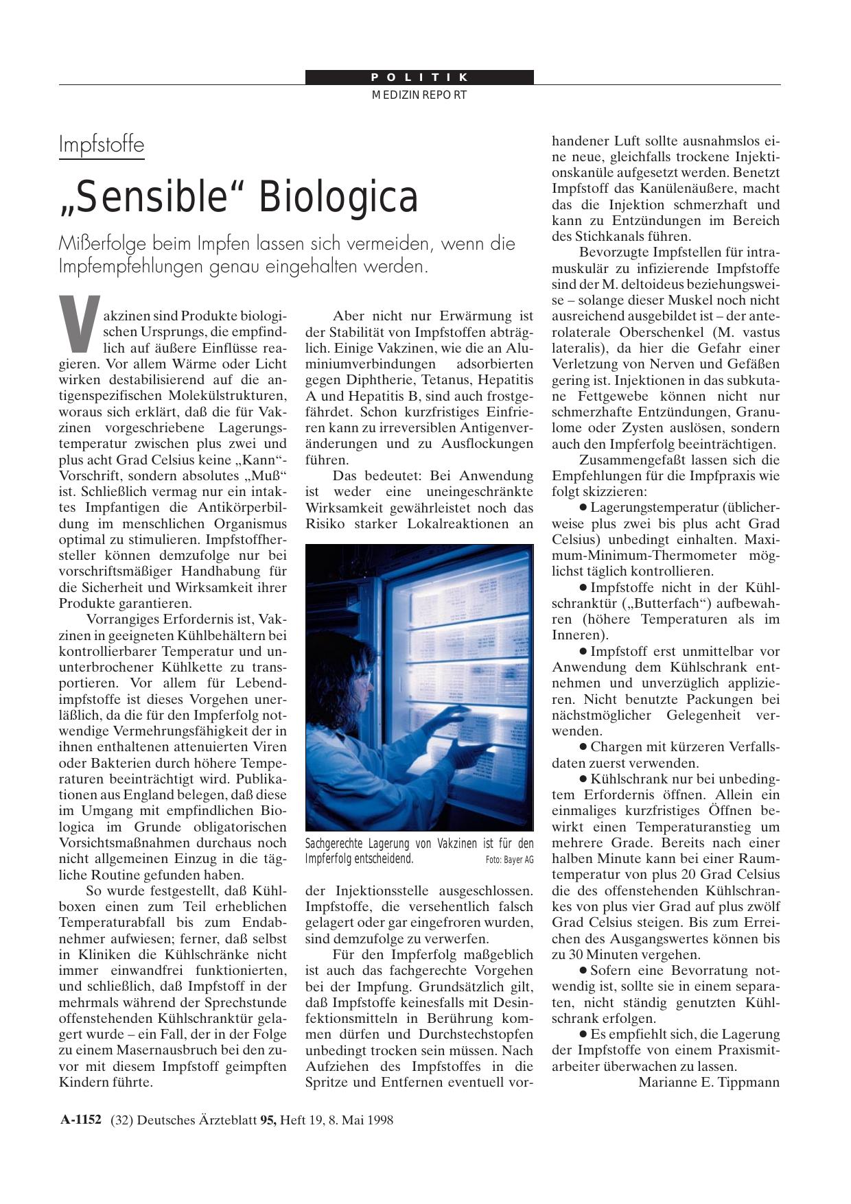 Vorschauseite 1: Impfstoffe: „Sensible“ Biologica