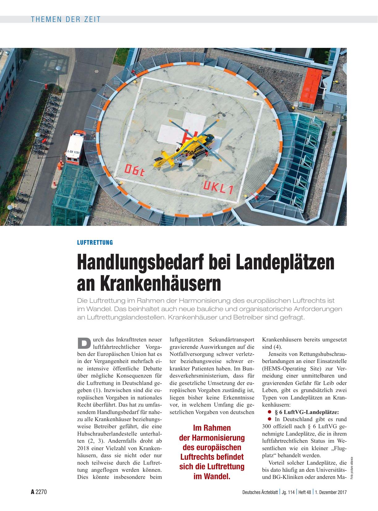 Vorschauseite 1: Luftrettung: Handlungsbedarf bei Landeplätzen an Krankenhäusern