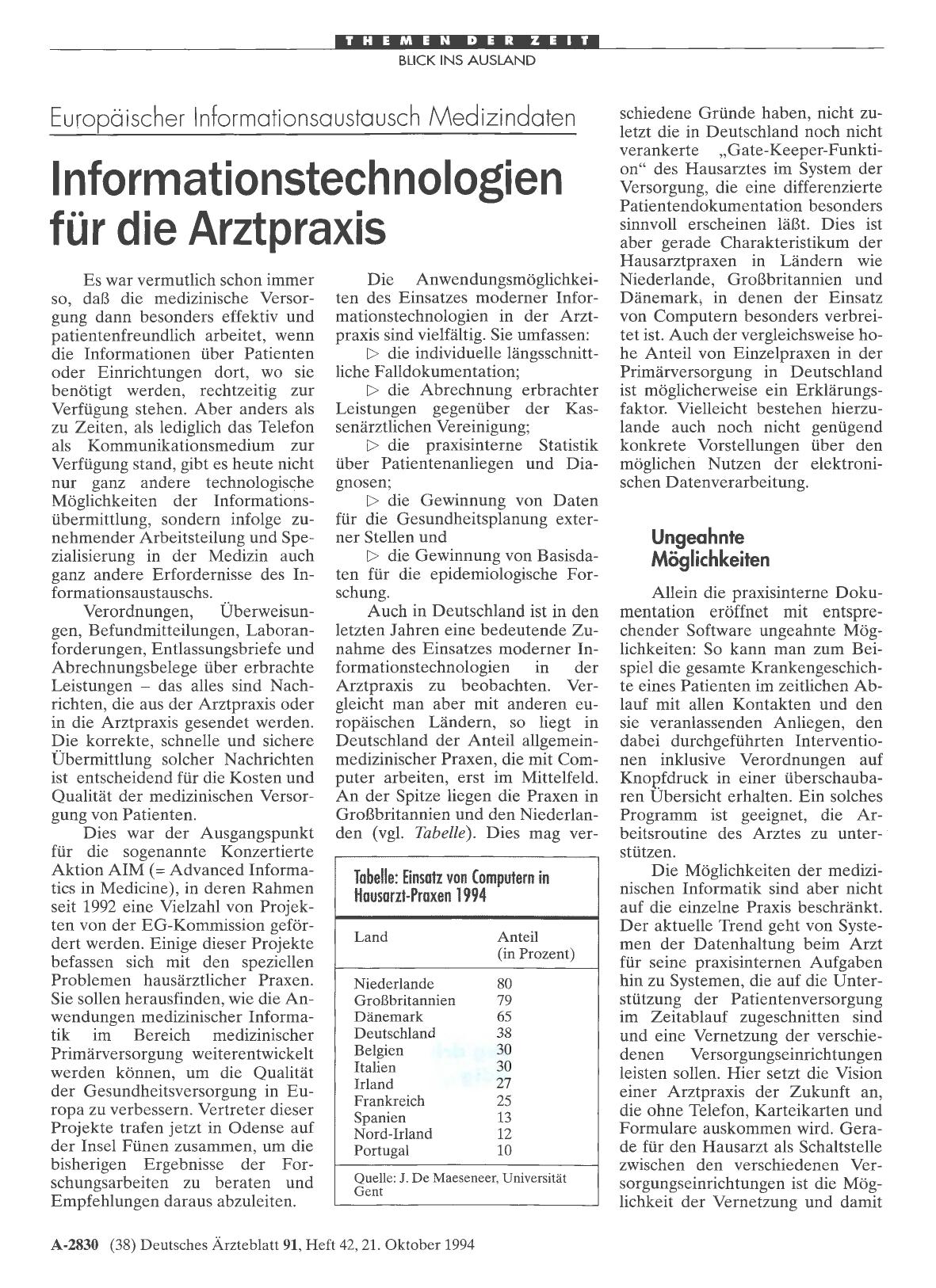 Vorschauseite 1: Europäischer Informationsaustausch Medizindaten: Informationstechnologien für die Arztpraxis