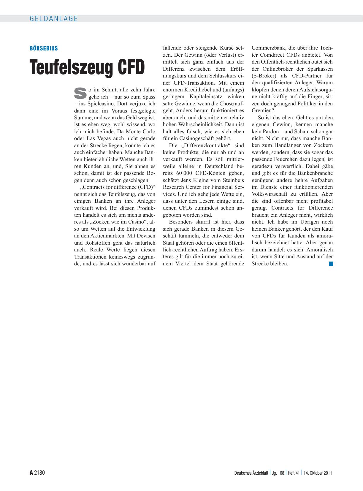 Vorschauseite 1: Börsebius: Teufelszeug CFD
