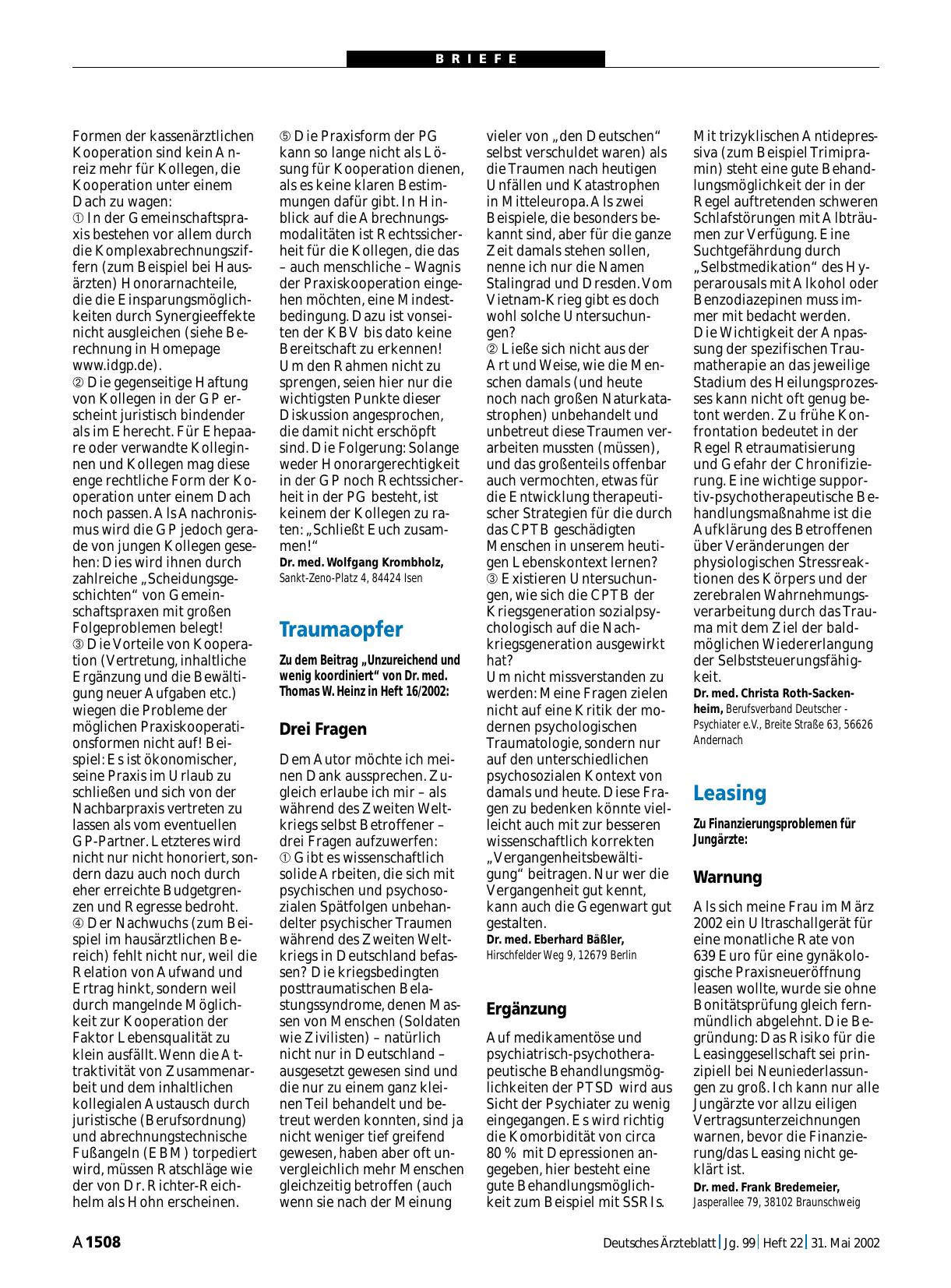 Vorschauseite 1: Traumaopfer: Ergänzung