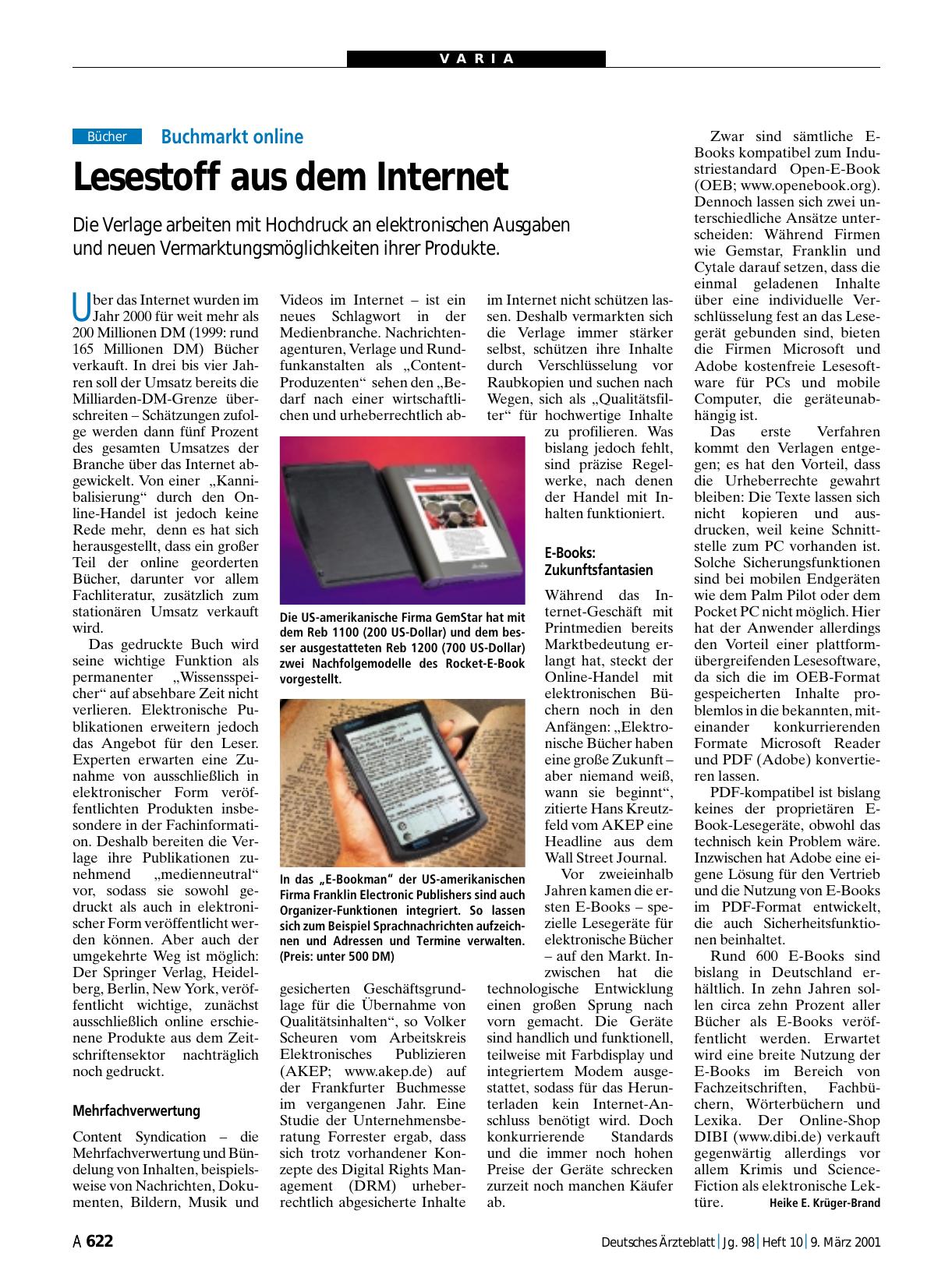 Vorschauseite 1: Buchmarkt online: Lesestoff aus dem Internet