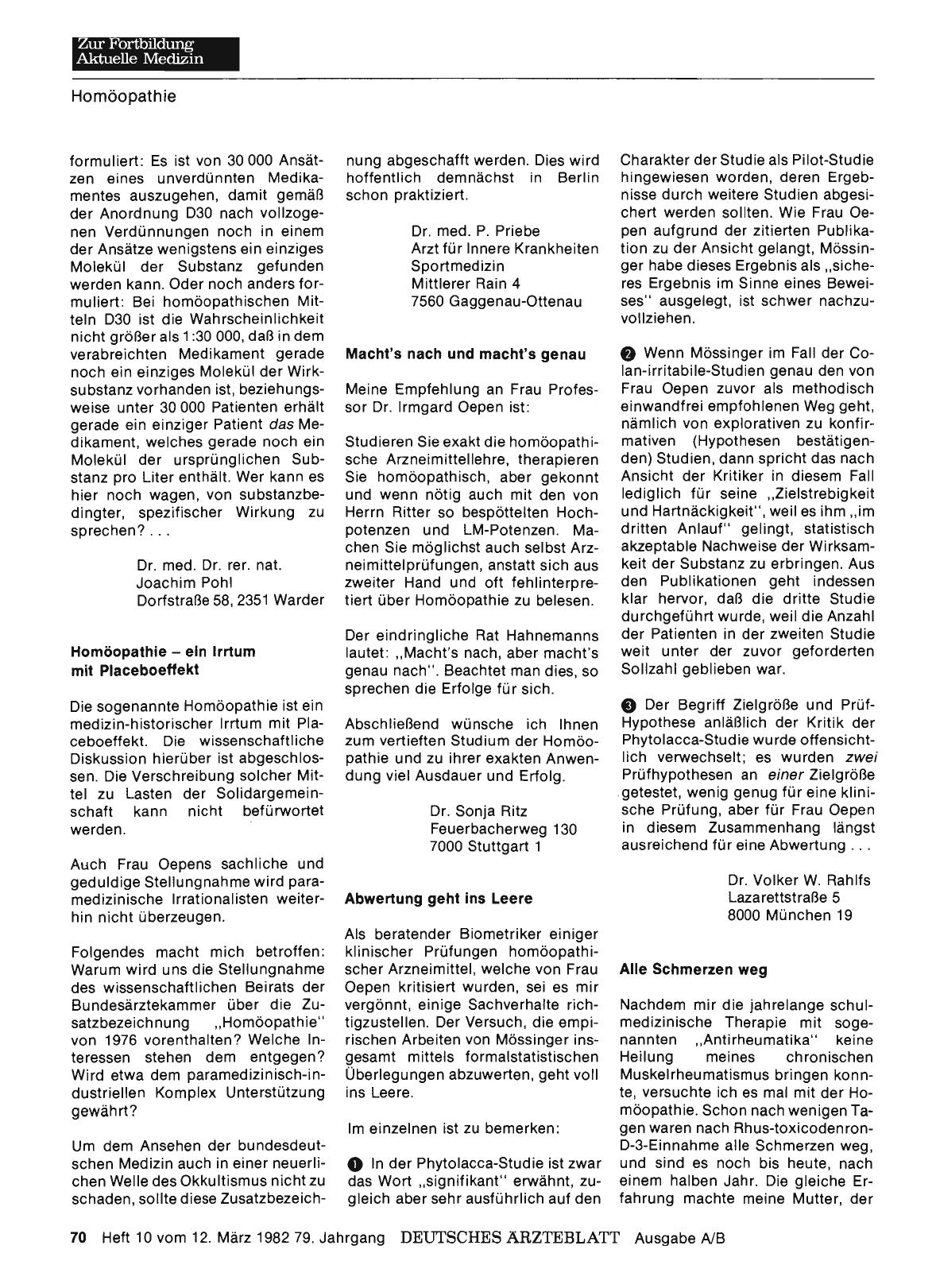 Vorschauseite 1: HOMÖOPATHIE: Stellungnahme „Pro“ — Stellungnahme „Contra“: Homöopathie — ein Irrtum mit Placeboeffekt