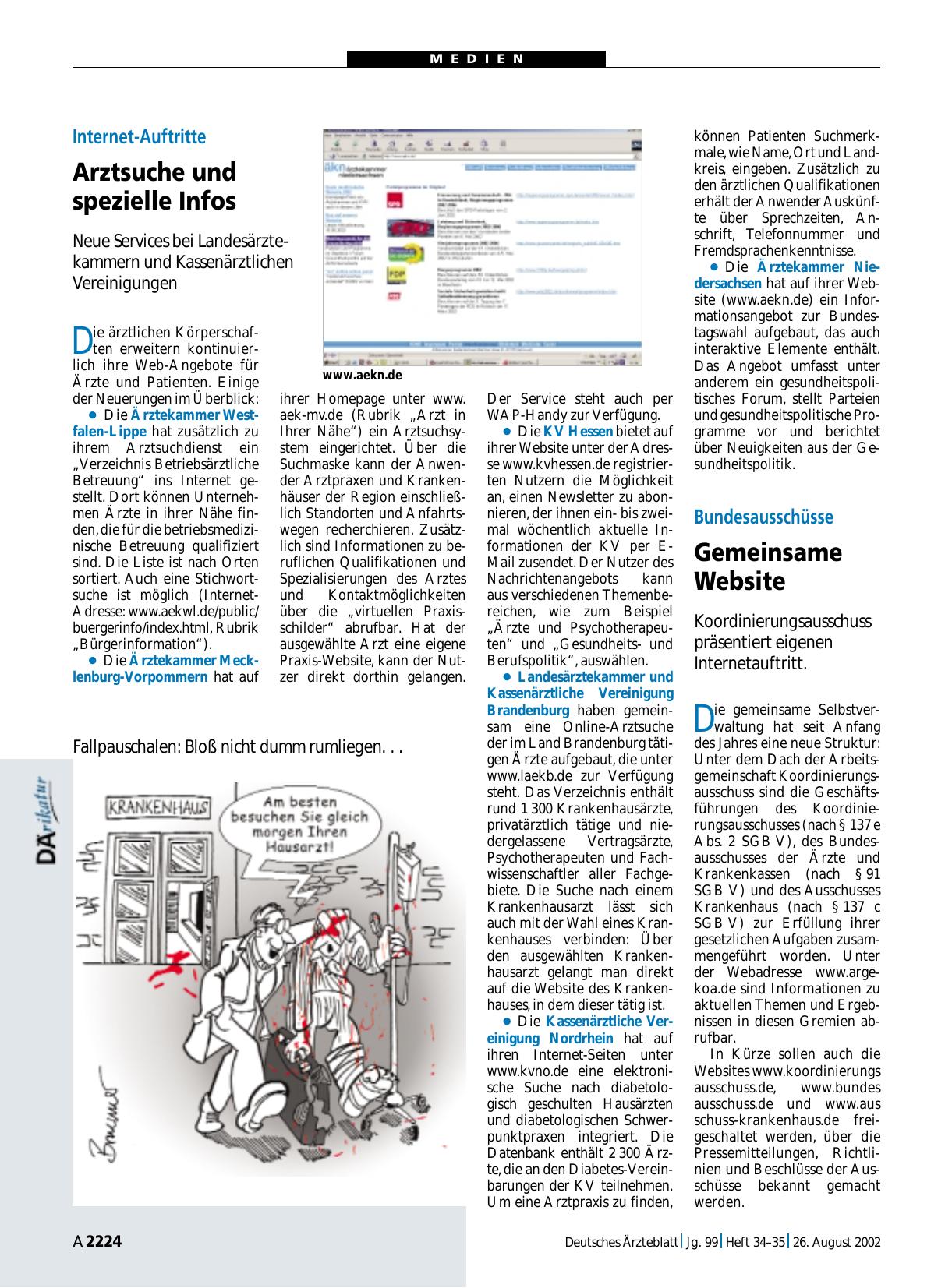 Vorschauseite 1: Internet-Auftritte: Arztsuche und spezielle Infos