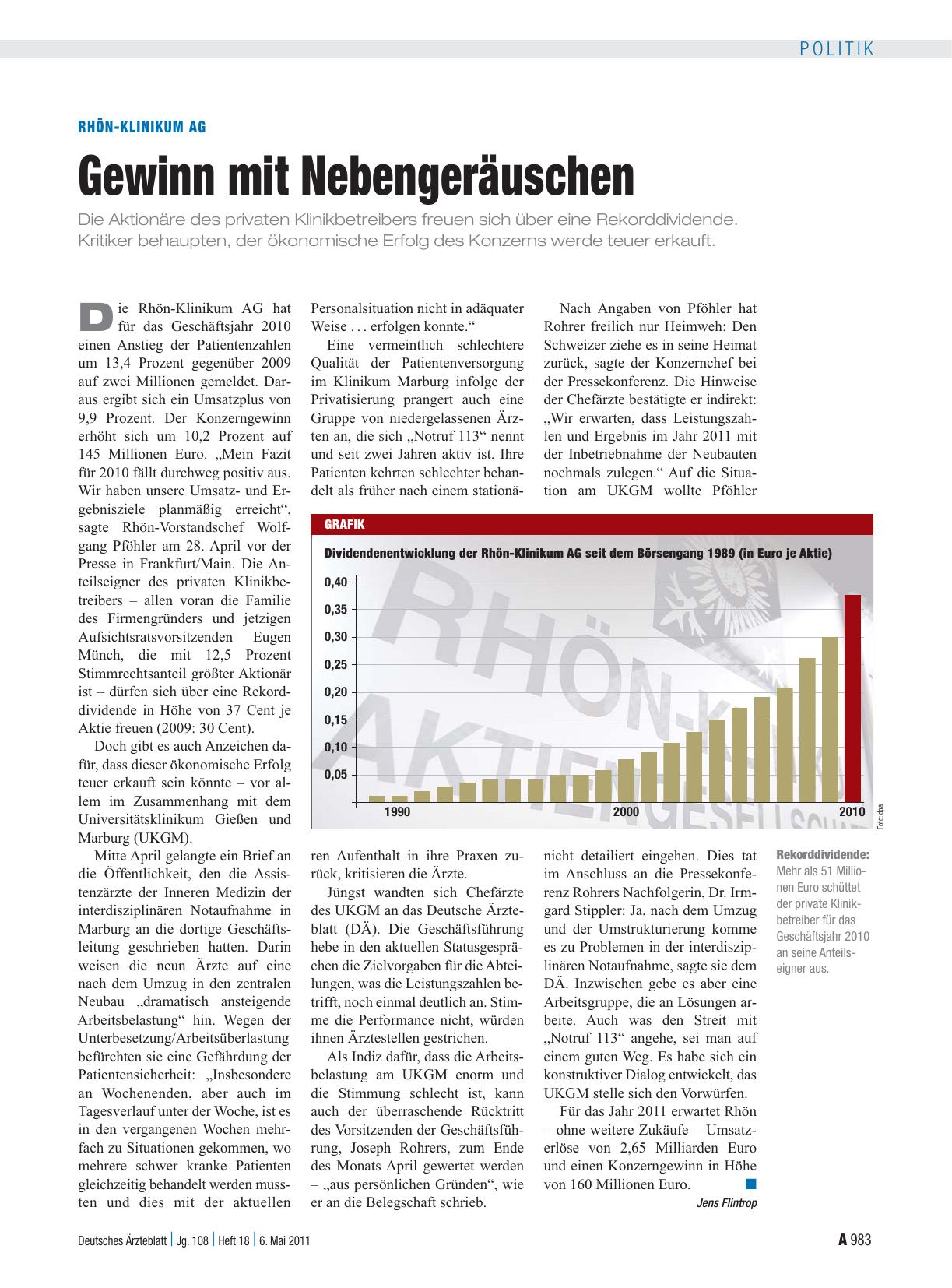 Vorschauseite 1: Rhön-Klinikum AG: Gewinn mit Nebengeräuschen