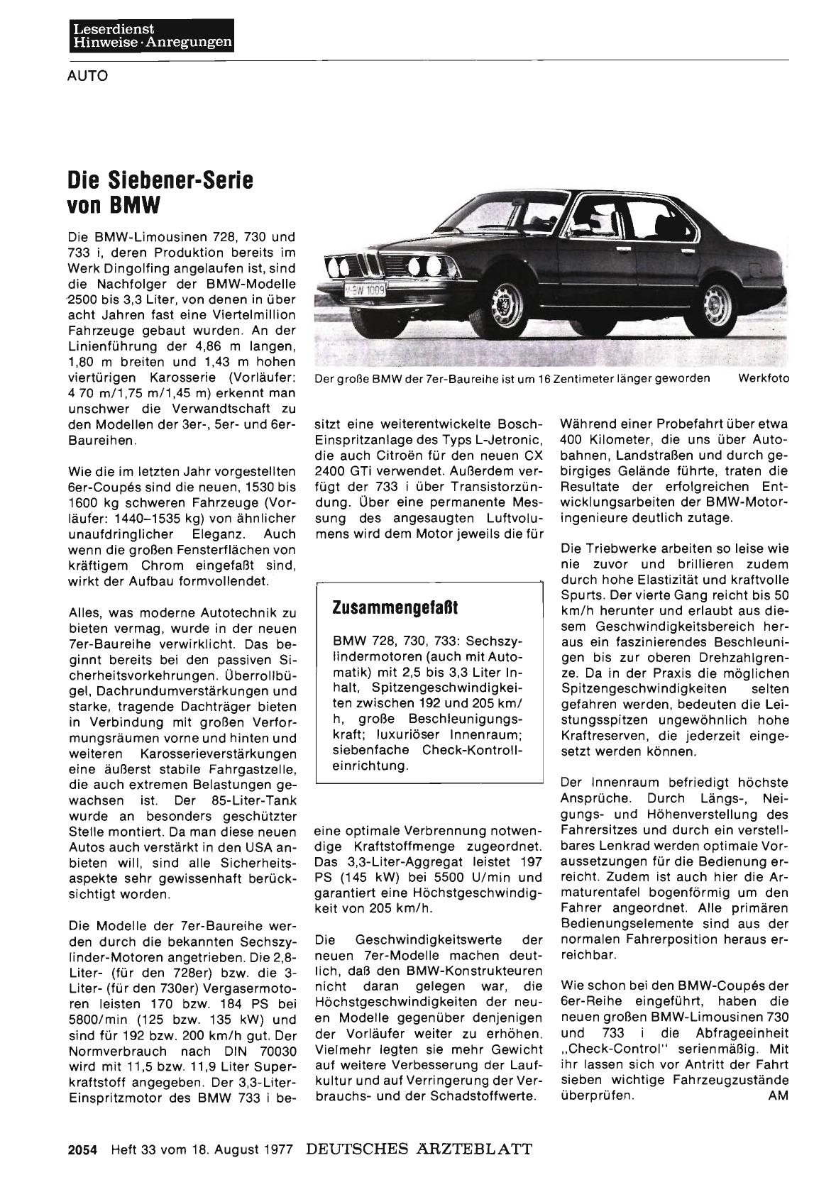 Vorschauseite 1: Die Siebener-Serie von BMW