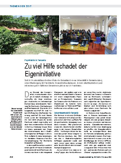 Vorschauseite 1: Psychiatrie in Tansania: Zu viel Hilfe schadet der Eigeninitiative