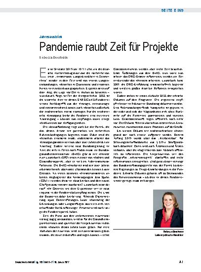 Vorschauseite 1: Jahresausblick: Pandemie raubt Zeit für Projekte