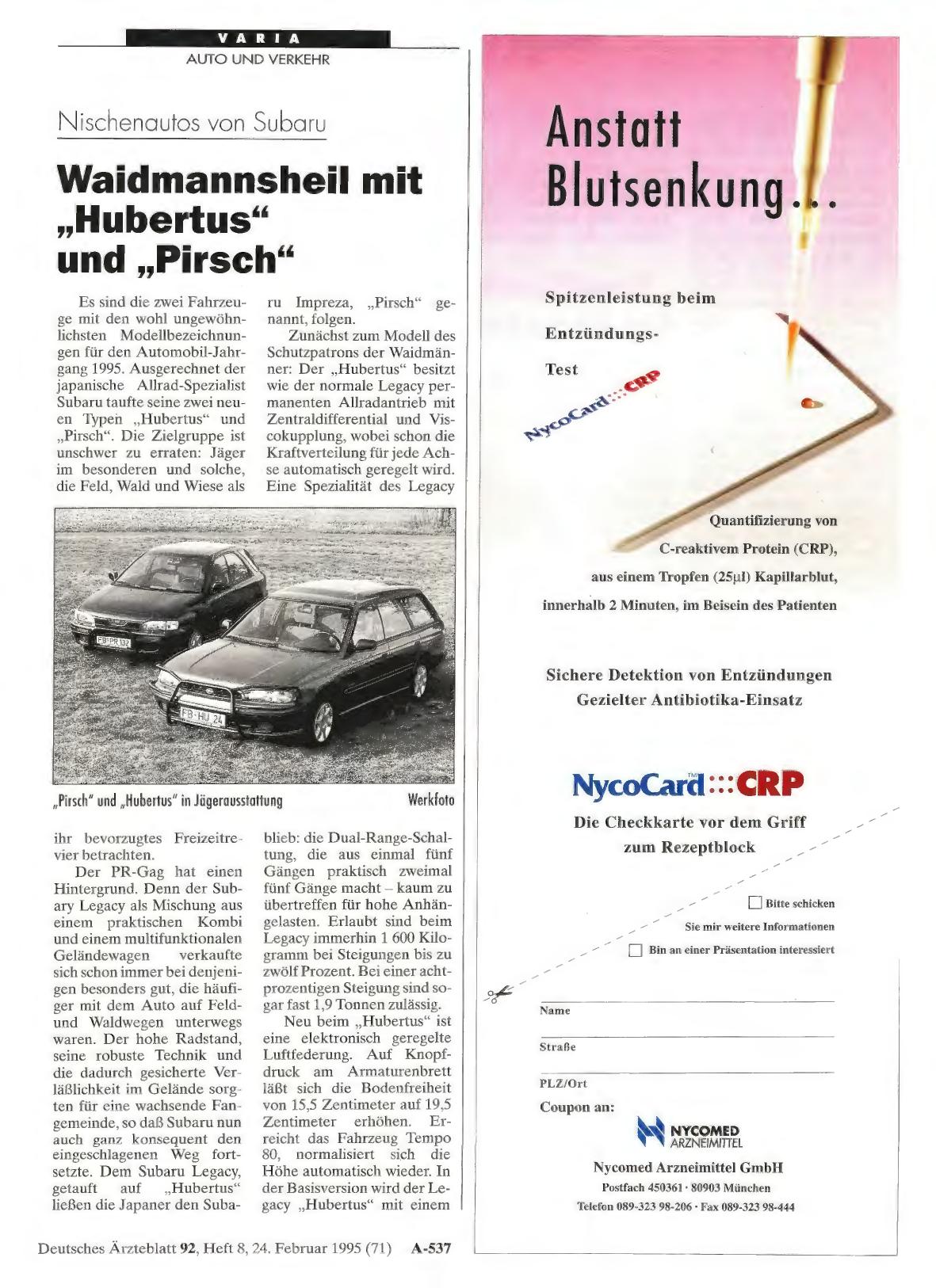 Vorschauseite 1: Nischenautos von Subaru: Waidmannsheil mit „Hubertus“ und „Pirsch“