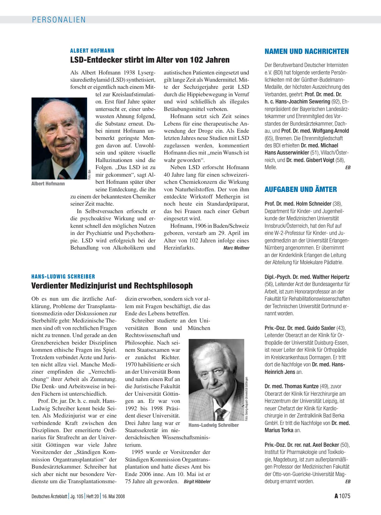 Vorschauseite 1: Hans-Ludwig Schreiber: Verdienter Medizinjurist und Rechtsphilosoph