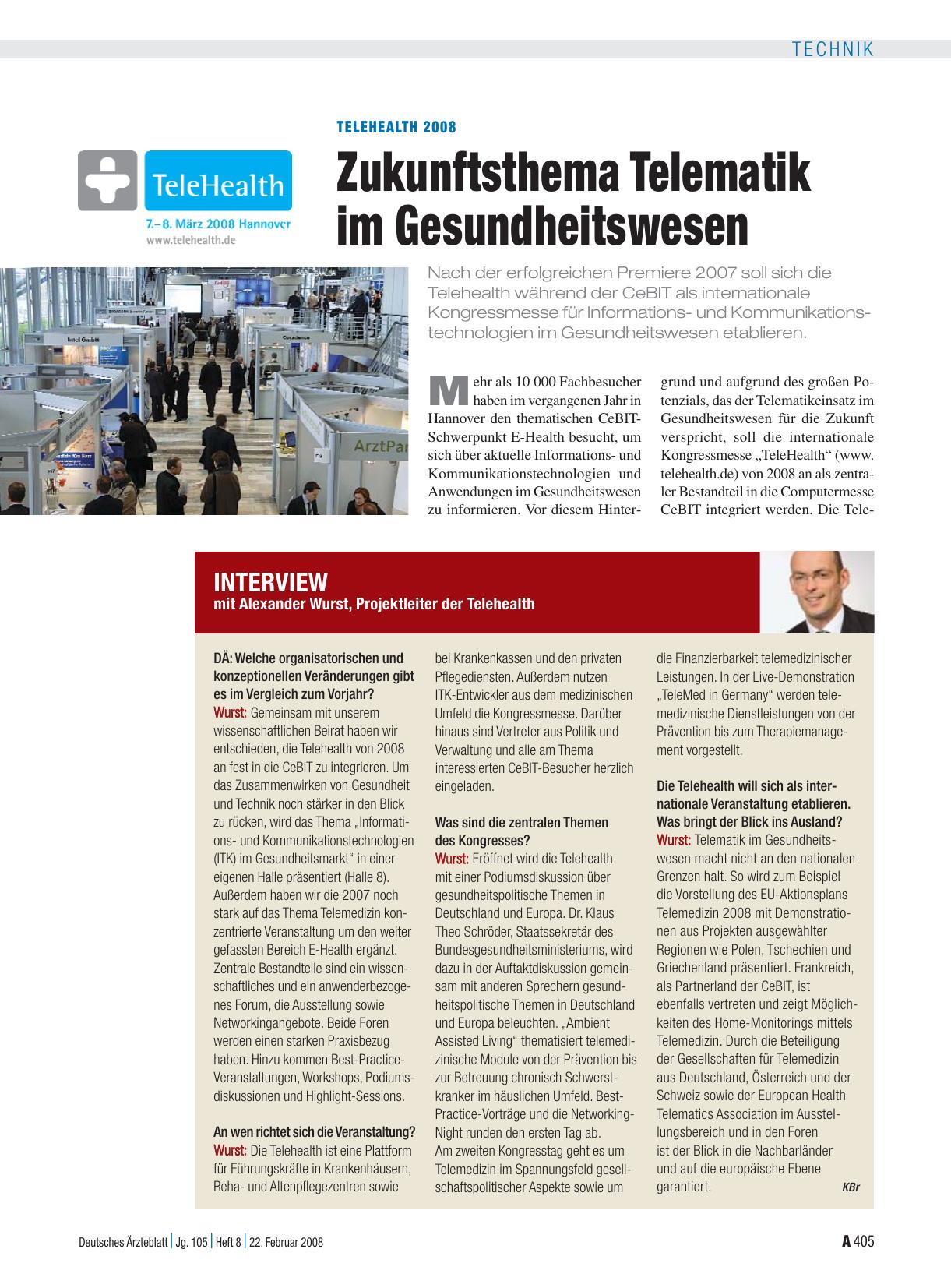 Vorschauseite 1: Interview mit Alexander Wurst, Projektleiter der Telehealth